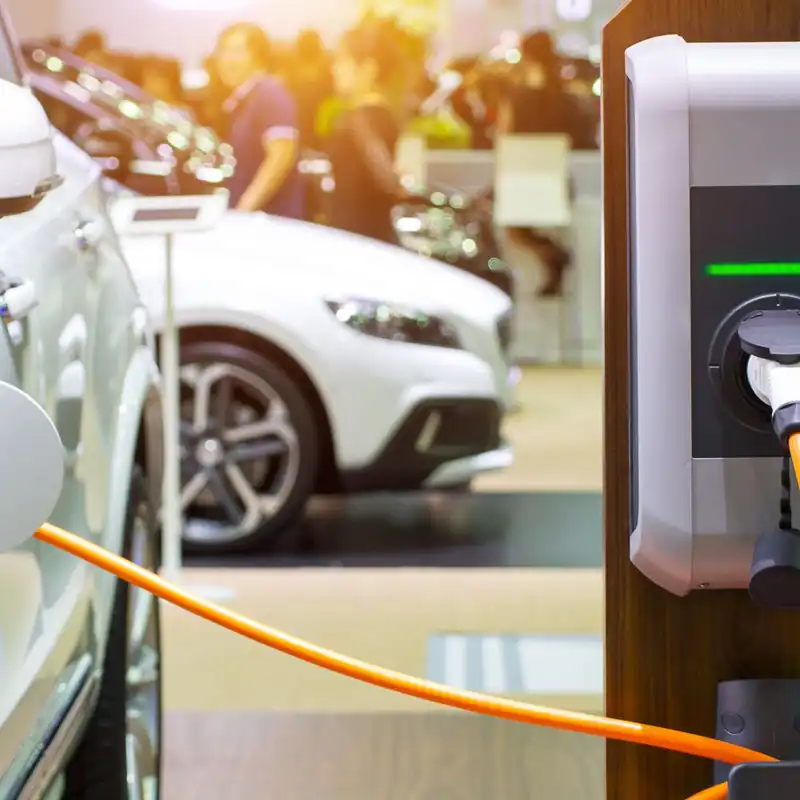 The power supply for charging of an electric car.