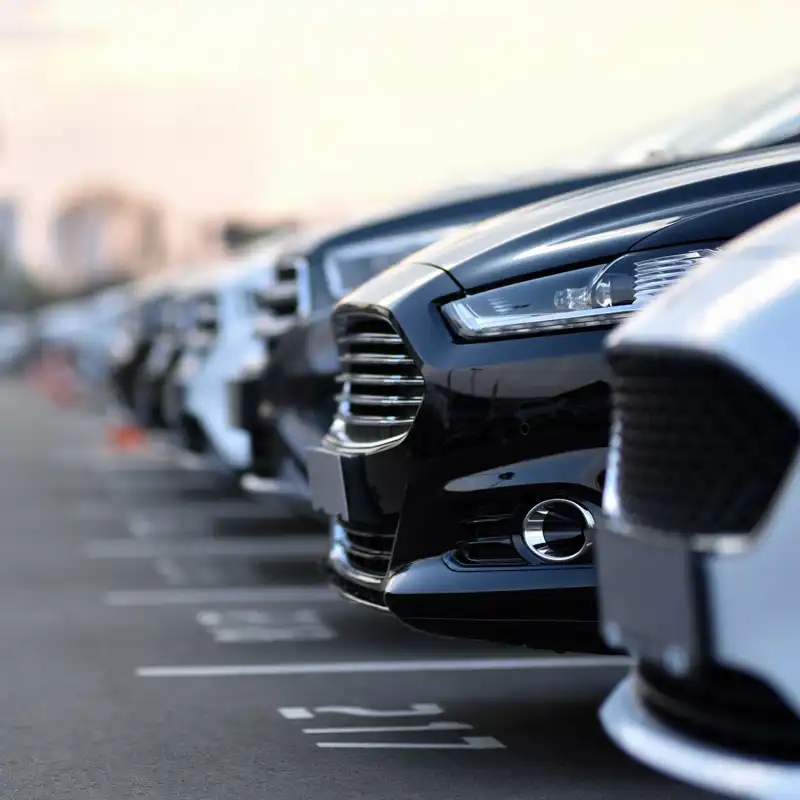 Full car outdoor parking in selective focus.