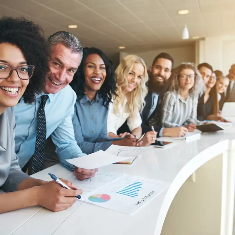 Group of coworkers smiling.