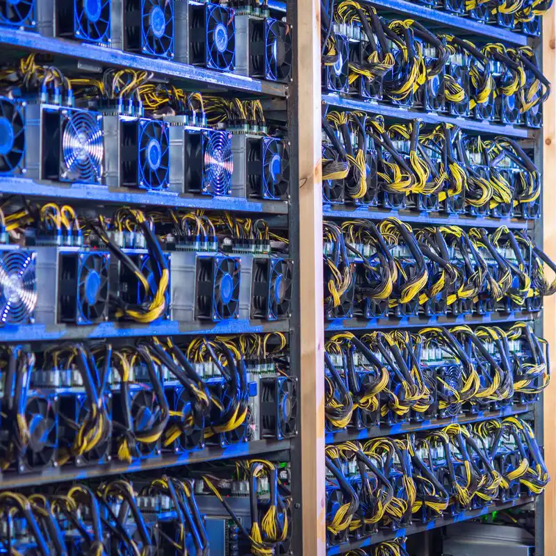 Bitcoin cryptocurrency mining farm.