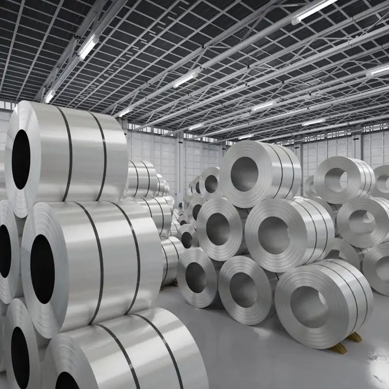 Third rendering roll of steel sheet in factory.