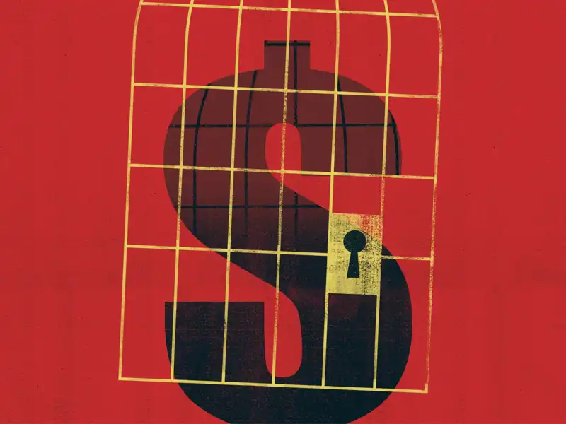 Illustration of a dollar sign in a cage.