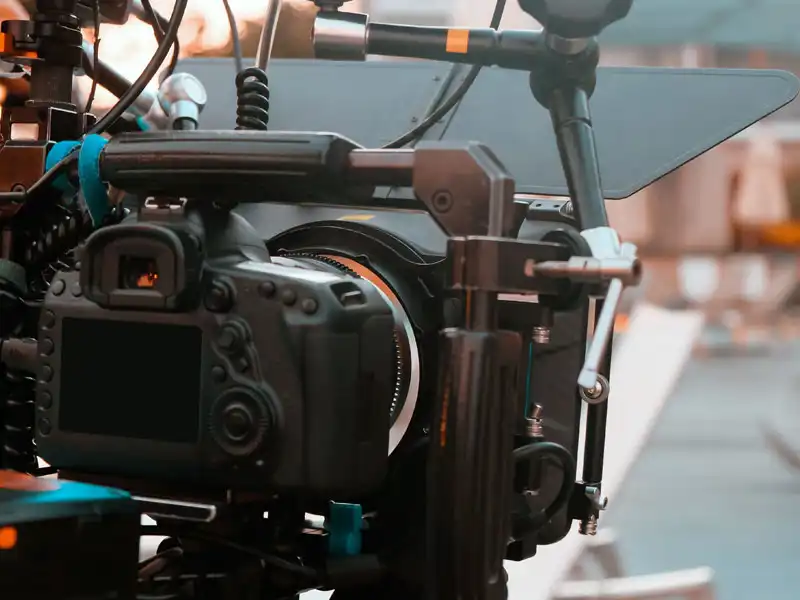 close up of video camera shooting a film