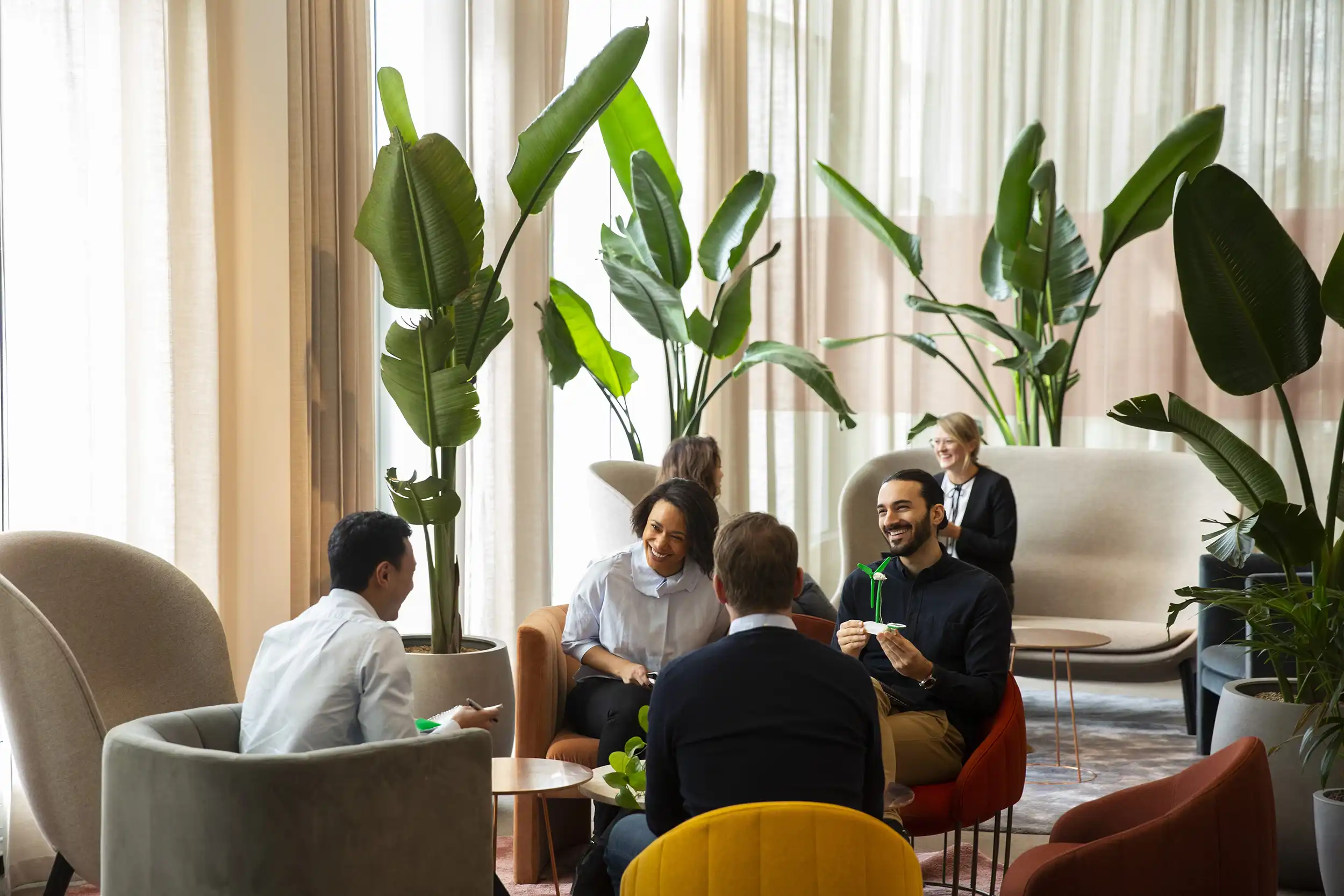 people sitting in the lobby room