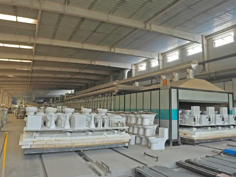 Industrial warehouse filled with toilets.