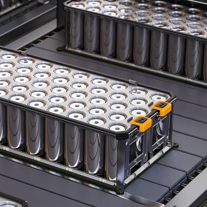 An electric vehicle battery in a manufacturing plant.