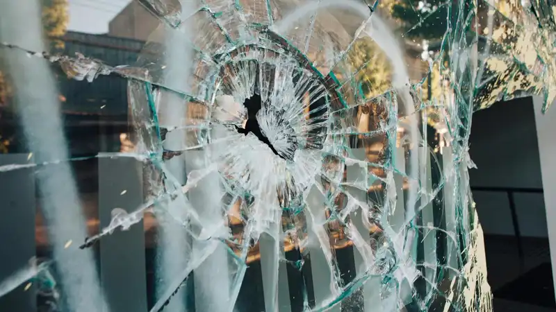 shattered window
