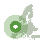 Map of Europe with office highlighted