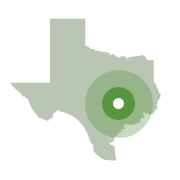 Map of Texas with office highlighted